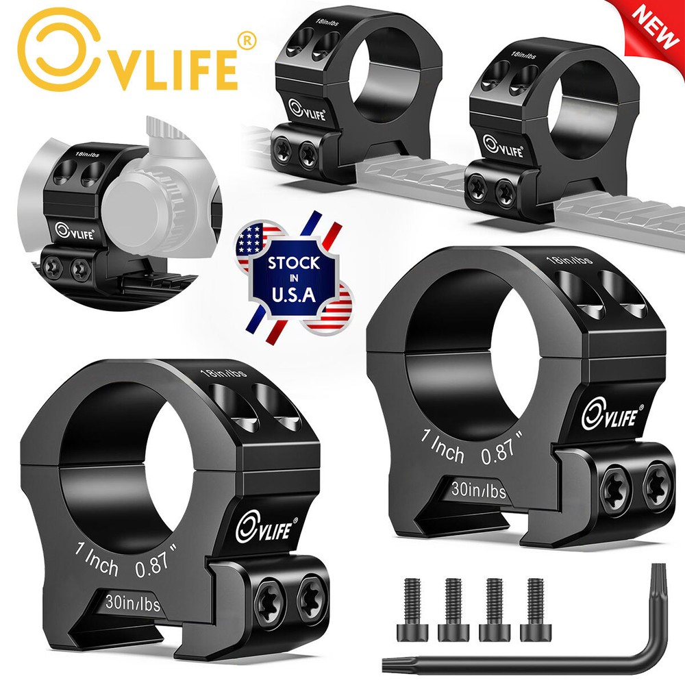 2PCS 1&Prime; inch Low Profile Scope Rings Mount for Picatinny Weaver Mount Heavy Duty