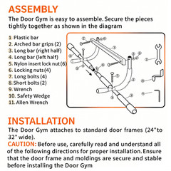 DOORWAY CHIN UP BAR PULL UP BAR SIT UP MULTI-FUNCTION HOME GYM