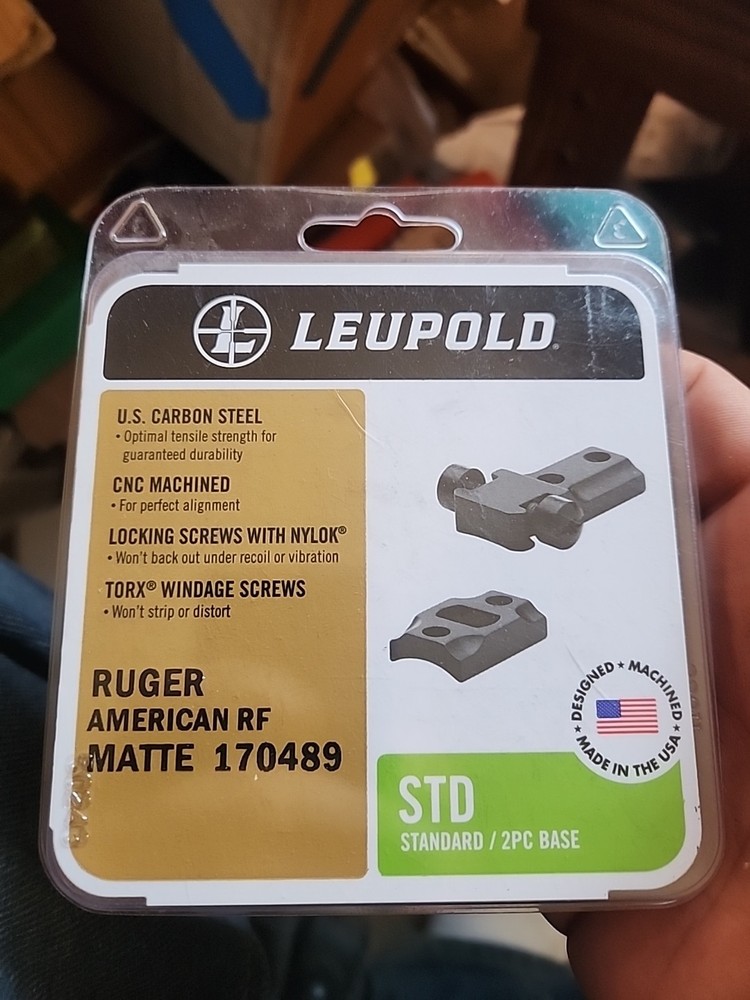 LEUPOLD STD Ruger American RF Durable Steel Matte Two-Piece Scope Bases (170489)