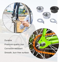 Bike Wheel Axle Nut and Bicycle Hub Safety Washer Kit, Flanged Nuts Parts Acc…