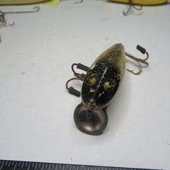 FISHING LURE UNKNOWN 2¾ » VTG WOOD MINNOW GLASS EYES SILVER FLASH