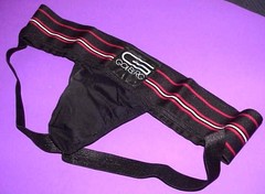A BLACK, GOLDBERG JOCKSTRAP, WITH ELASTANE POUCH, SIZE XL, FITS 36&Prime;-42&Prime; WAISTS