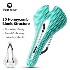 WEST BIKING Bicycle Saddle 3D Honeycomb Hollow MTB Road Bike Seat Cushion Blue