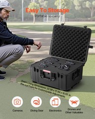 3.5 Cu.ft Weatherproof Hard Case Rolling Wheels & Retractable Handle Black