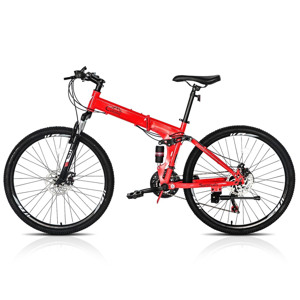 26&Prime; Folding Mountain Bike 21 Speed Men Bikes MTB Bicycle School Dual
