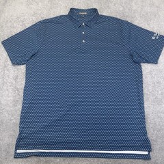 PETER MILLAR Mens Summer Comfort Polo Shirt Golf Performance Blue Geometric LOGO