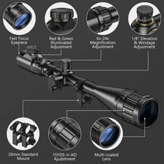 CVLIFE Rifle Scope 6-24×50 AOE Red & Green Illuminated Gun Scope w/ Free Mounts