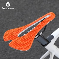 WEST BIKING Bicycle Saddle 3D Honeycomb Hollow MTB Road Bike Seat Cushion Orange
