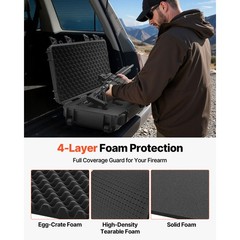 Uimoso Hard Rifle Case IP67 Waterproof Rifle Storage Case w/ Pre-cut Foam Black