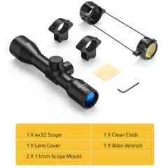 CVLIFE 4×32 Compact Rifle Scope Mil-Dot Reticle .22 Scope 11mm Rings & Len Cover