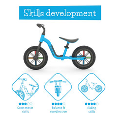 Chillafish Blue Buzzi 10&prime; Balance Bike for Kids, Toddler Bike Adjustable Seat