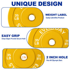 WEIGHT PLATES Olympic Dumbbell Rubber Bumper 10/15/25/35/45/55/100/160 Lbs