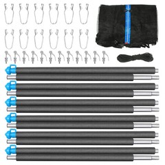 Zoomster 15FT Trampoline Net & Pole Set Replacement for 6-Pole Trampolines Gray.