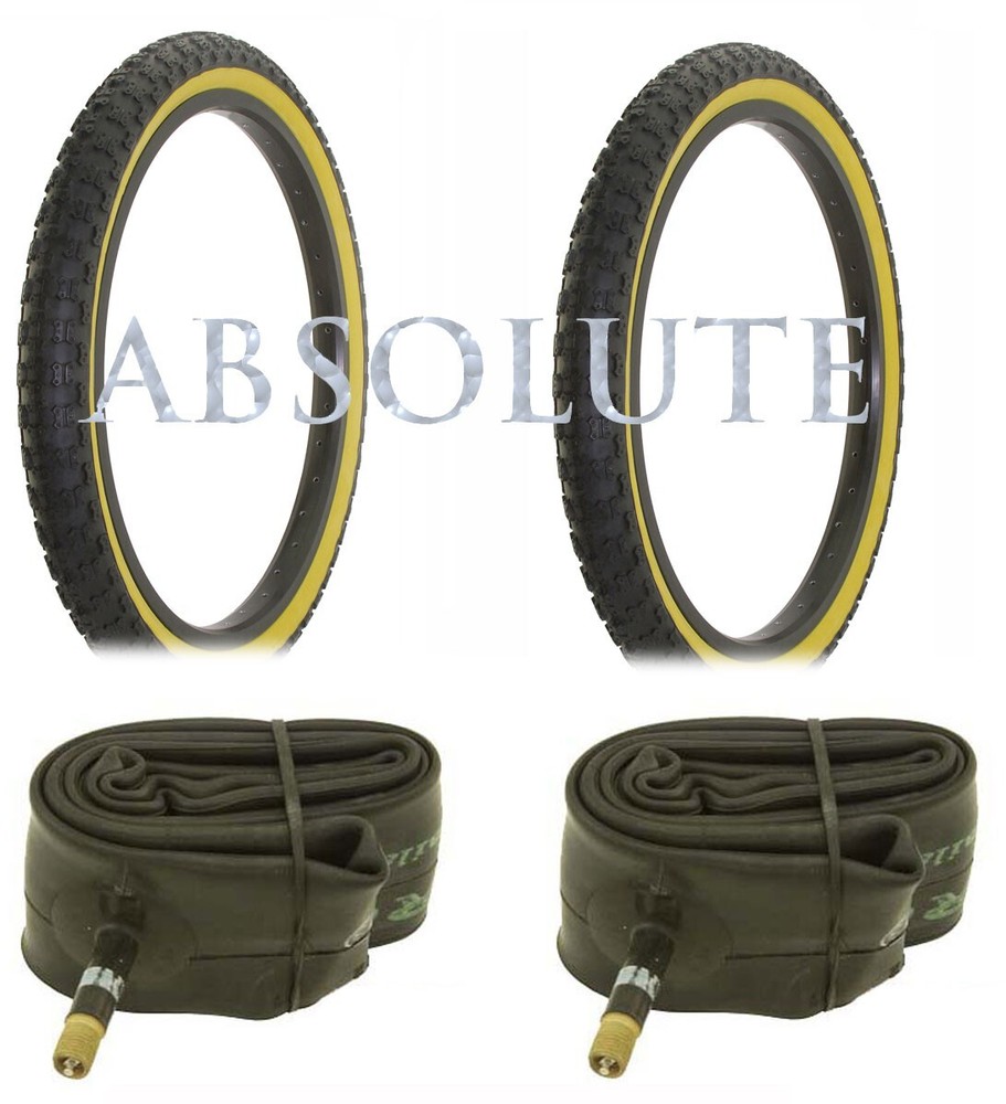 1 PAIR! Bicycle Bike Tires & Tubes 20&Prime; x 1.75&Prime; Black/Gum Side Wall BMX COMP 3.