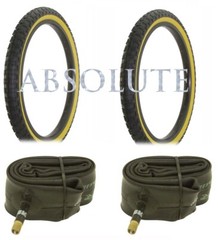 1 PAIR! Bicycle Bike Tires & Tubes 20&Prime; x 1.75&Prime; Black/Gum Side Wall BMX COMP 3.