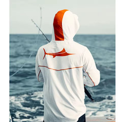 UPF 50+ Fishing Hoodie Men Sun Protection Shirt Long Sleeve Dry Fit Marlin Gear