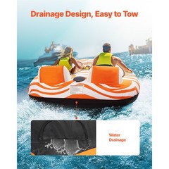 Towable Tubes for Boating 2-Person Inflatable Boating w/2 Cockpits & Backrests