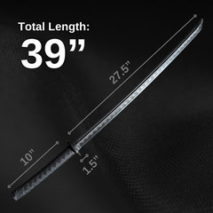 Martial Art Polypropylene Katana Bokken (39&Prime;) with Black Saya Scabbard
