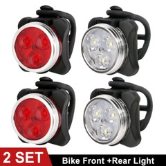 2 Set USB Rechargeable LED Bicycle Headlight Bike Front Rear Lamp Cycling Light