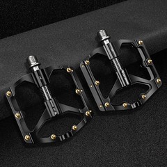 WEST BIKING Carbon Fiber Axle 3 Bearing MTB Road Bike Bicycle Pedals 9/16&Prime; Black
