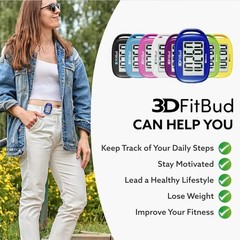 3D FitBud Simple Step Counter Walking 3D Pedometer with Clip & Royal Blue New