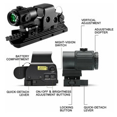 558 Holographic Red Green Reflex Sight Scope G33 G43 3X /G45 5X Magnifier Combo