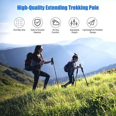 2x Trekking Poles Nordic Walking Hiking Sticks Anti-shock Adjustable Alpenstock