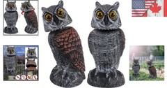 10.6-Inch Rotating Head Owl Decoys – Humanely Repel Birds and Rodents Outdoors