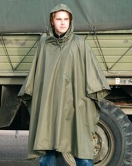 Mil-Tec OD Ripstop Poncho 83&Prime;x59&Prime; Polyvinyl Chloride Coated Ripstop Fabric 4458