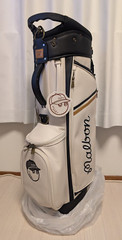 Malbon Golf Caddy Bag color White artificial leather with 2 hood covers JP