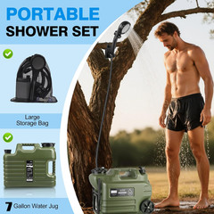 Camping Shower with 7-Gallon Water Jug, 6000mAh Rechargeable Portable Shower New