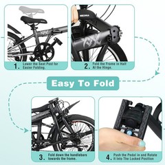 20&Prime; Folding Bike for Adults, 6-Speed Steel Frame with Basket & Fenders