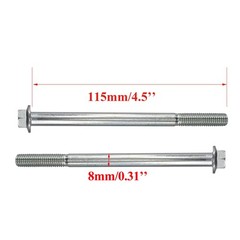 PRO BAT 2pcs 8mm x 115mm M8 Pit Bike Top & Bottom Engine Mount M8, Silver