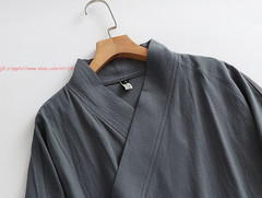 Unisex Wudang Taoist Robe Kung Fu Martial Arts Tai Chi Cotton Linen Long Tops