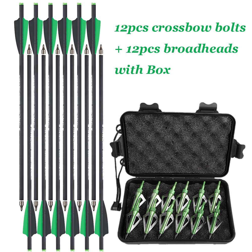 Hunting 20 inch Carbon Crossbow Bolts Crossbow Arrows +/or 100 Grain Broadheads