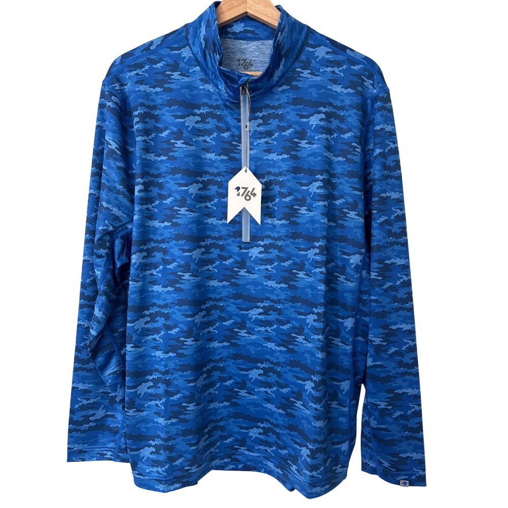 1764 Golf 1/2 Zip Pullover Blue Camo Long Sleeve Size Medium NWT
