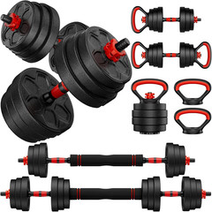 Adjustable Dumbbell Set, 20/33/45/70/90Lbs Free Weight Set with Connector, 4 In1