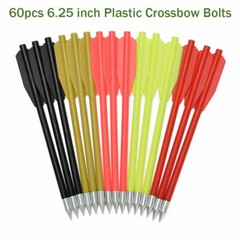 60pcs 6.25&Prime; Plastic Crossbow Bolts Arrows Steel Tips for Pistol Crossbow 5 color
