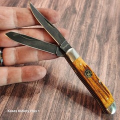Remington Backwoods Trapper 3.5&Prime; Closed Bone Handles Folding Pocket Knife