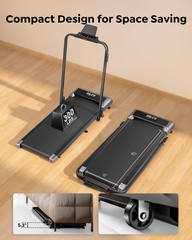 Walking Pad Treadmill with Incline, 2 in 1 Foldable Treadmills for Home Small Of