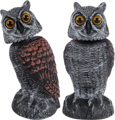 10.6-Inch Rotating Head Owl Decoys – Humanely Repel Birds and Rodents Outdoors