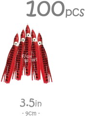 100pcs 3.5&Prime; 9cm Squid Skirt Hoochies Salmon Rock Fish Octopus Fish Lure Red line