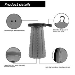 Telescoping Stool Collapsible Portable 330lb Max Load Camping Folding Seat Grey