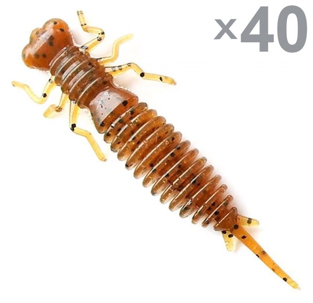 40pcs (4pk) 1.6in Larva silicone fishing bait lures soft 002 color