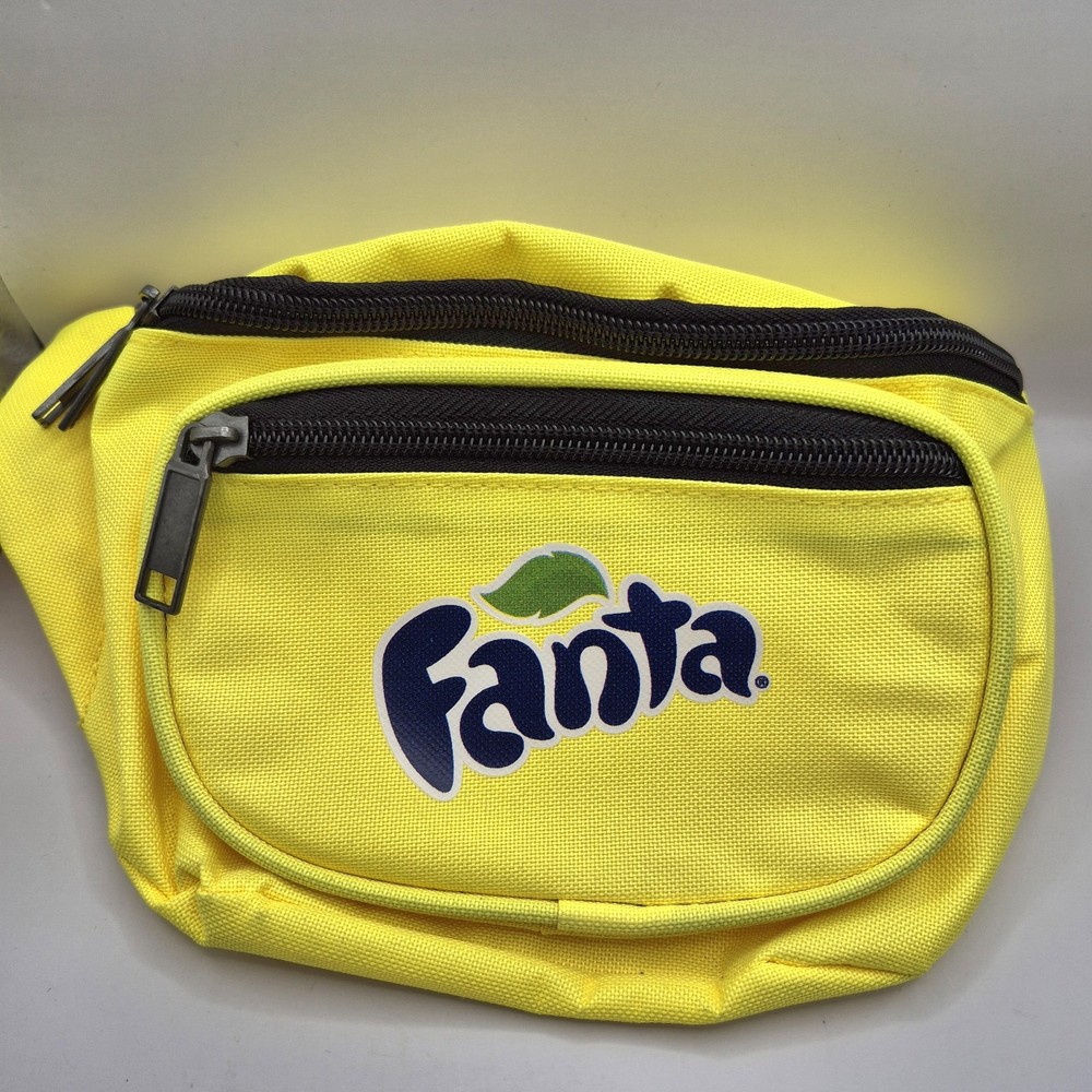 Fanta Yellow/Black Waist Pack Fanny Pack Zip Closure Adjustable Strap 3 Pockets