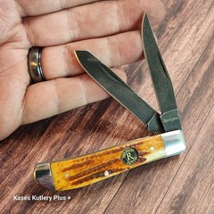 Remington Backwoods Trapper 3.5&Prime; Closed Bone Handles Folding Pocket Knife