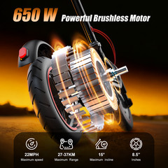Adult Electric Scooter 650W Folding Commuting E-Scooter w/ APP 22MPH Long Range