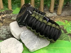 Handmade Black Army Green Adjustable Paracord Survival Band with Digital Watch