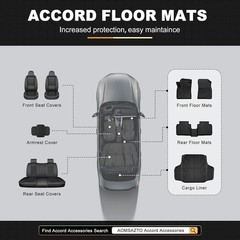 All Weather Floor Mats for Honda Accord 2026 2025 2024 2023 (Include Hybrid), TP