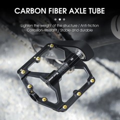 WEST BIKING Carbon Fiber Axle 3 Bearing MTB Road Bike Bicycle Pedals 9/16&Prime; Black